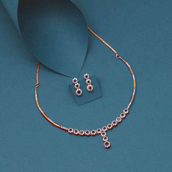 Buy Yaarita's Blue Color American Diamond Necklace Set