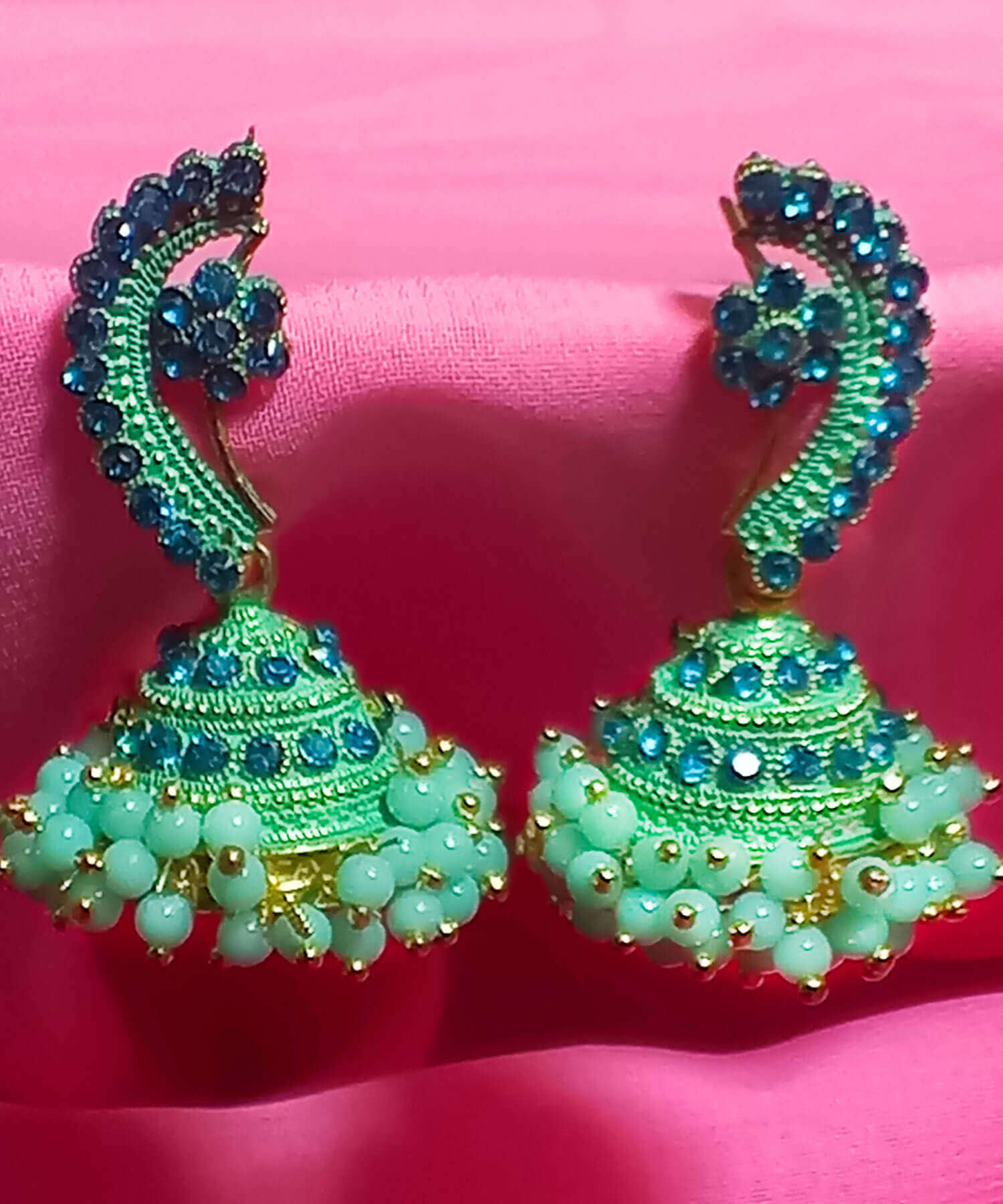 Buy Yaarita's Gold Plated Blue Color Beautiful Jhumki Earring