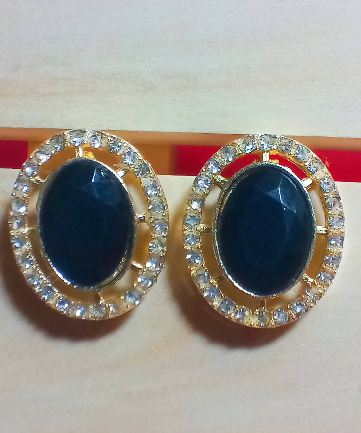 Buy Yaarita's Gold Plated Crystal Stone Black Color Stud Earring
