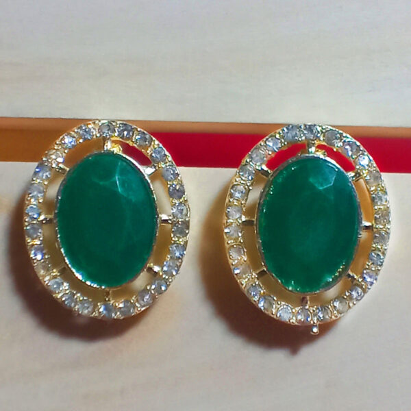 Buy Yaarita's Gold Plated Crystal Stone Green Color Stud Earring