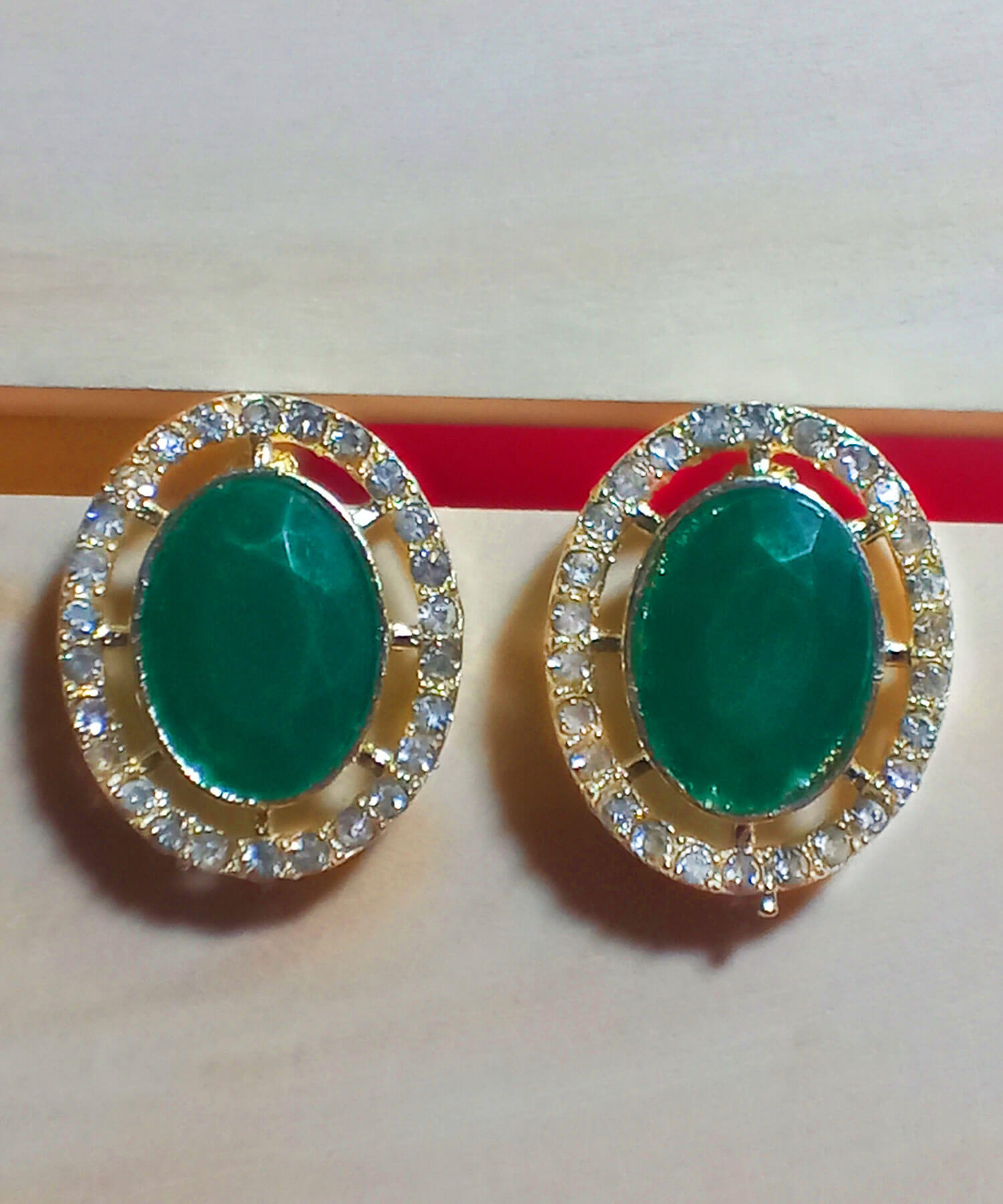 Buy Yaarita's Gold Plated Crystal Stone Green Color Stud Earring