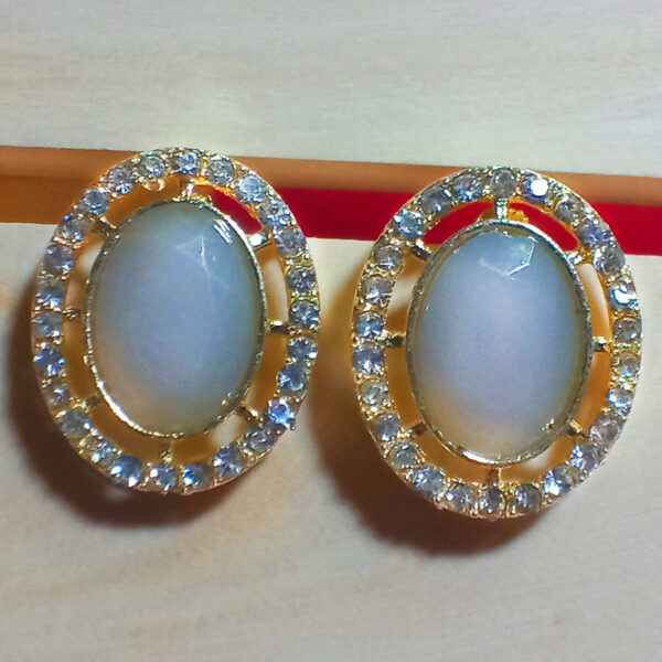 Buy Yaarita's Gold Plated Crystal Stone Grey Color Stud Earring