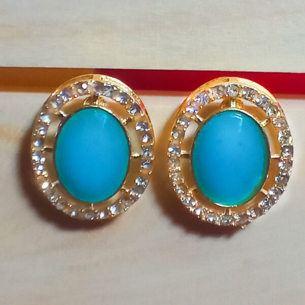 Buy Yaarita's Gold Plated Crystal Stone Light Blue Color Stud Earring