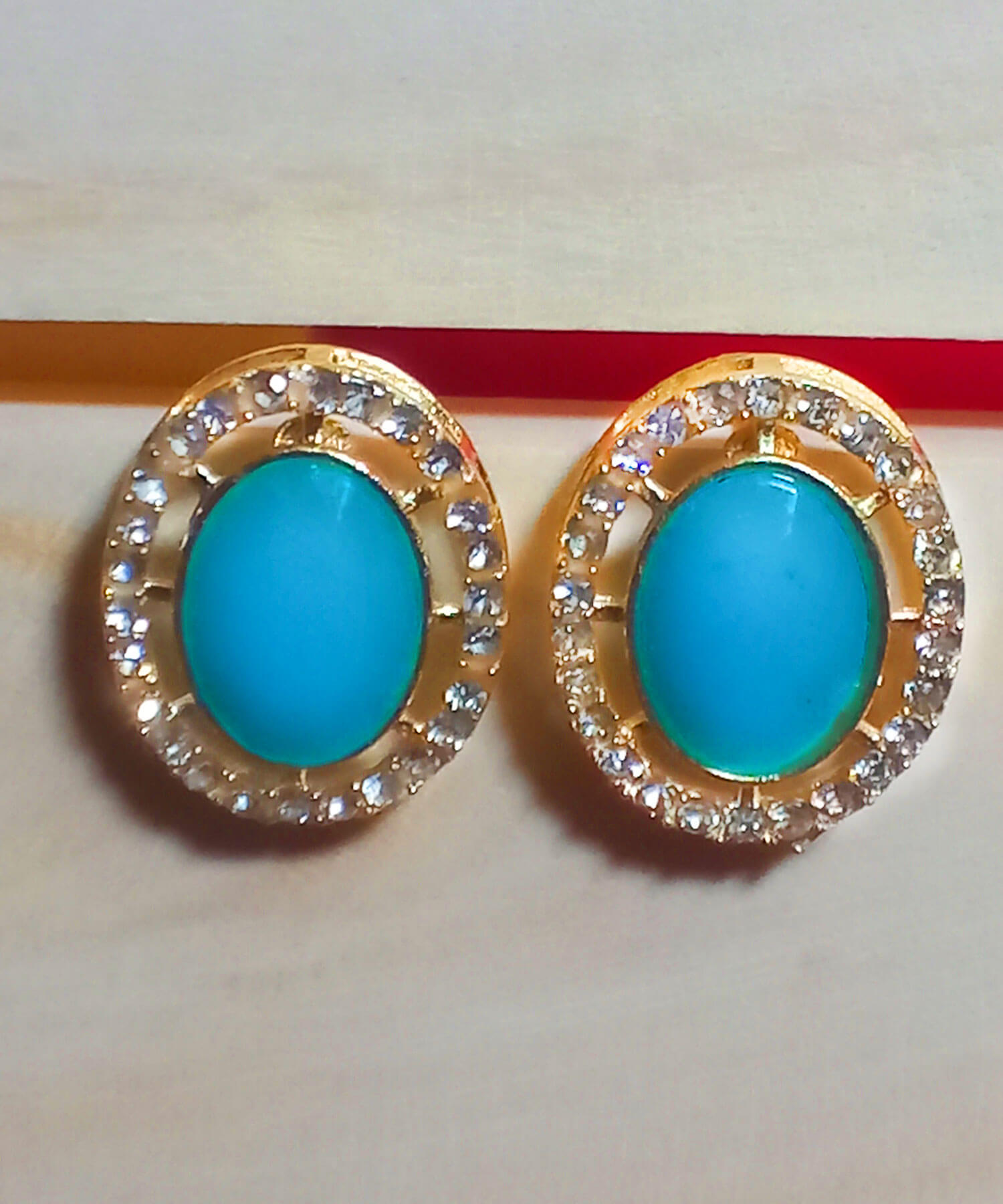 Buy Yaarita's Gold Plated Crystal Stone Light Blue Color Stud Earring