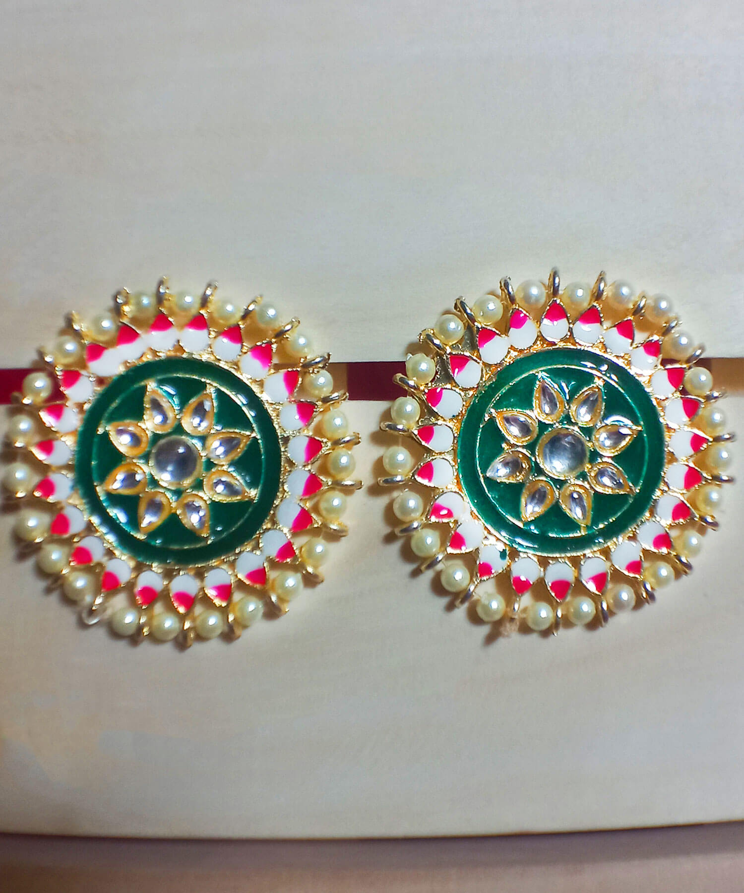 Buy Yaarita's Gold Plated Meenakari & Kundan Stone Multi Color Stud Earring