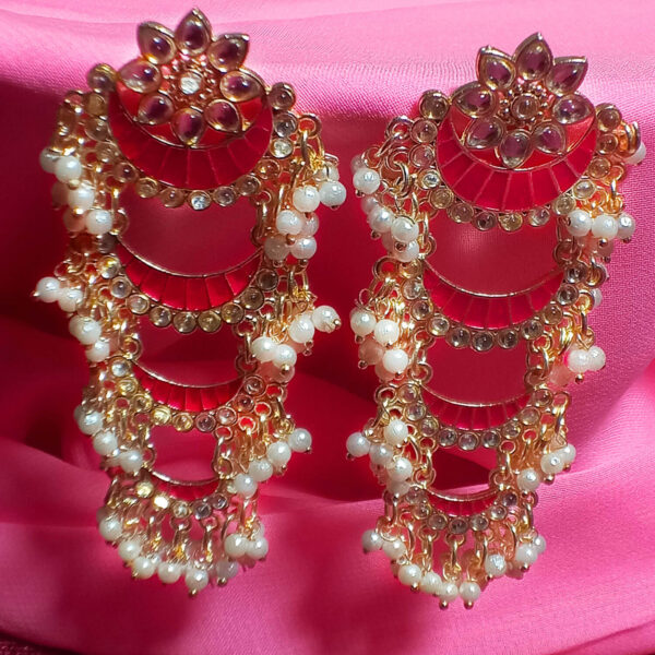Buy Yaarita's Gold Plated Pink Color Meenakari Dangler Earring