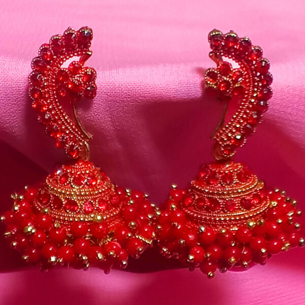 Buy Yaarita's Gold Plated Red Color Beautiful Jhumki Earring