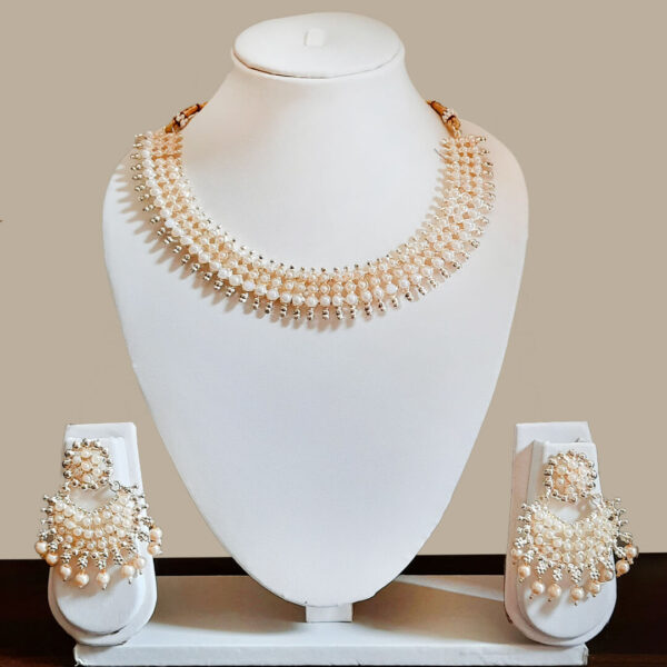 Buy Yaarita's Gold Plated White Pota Stone Choker Necklace Set