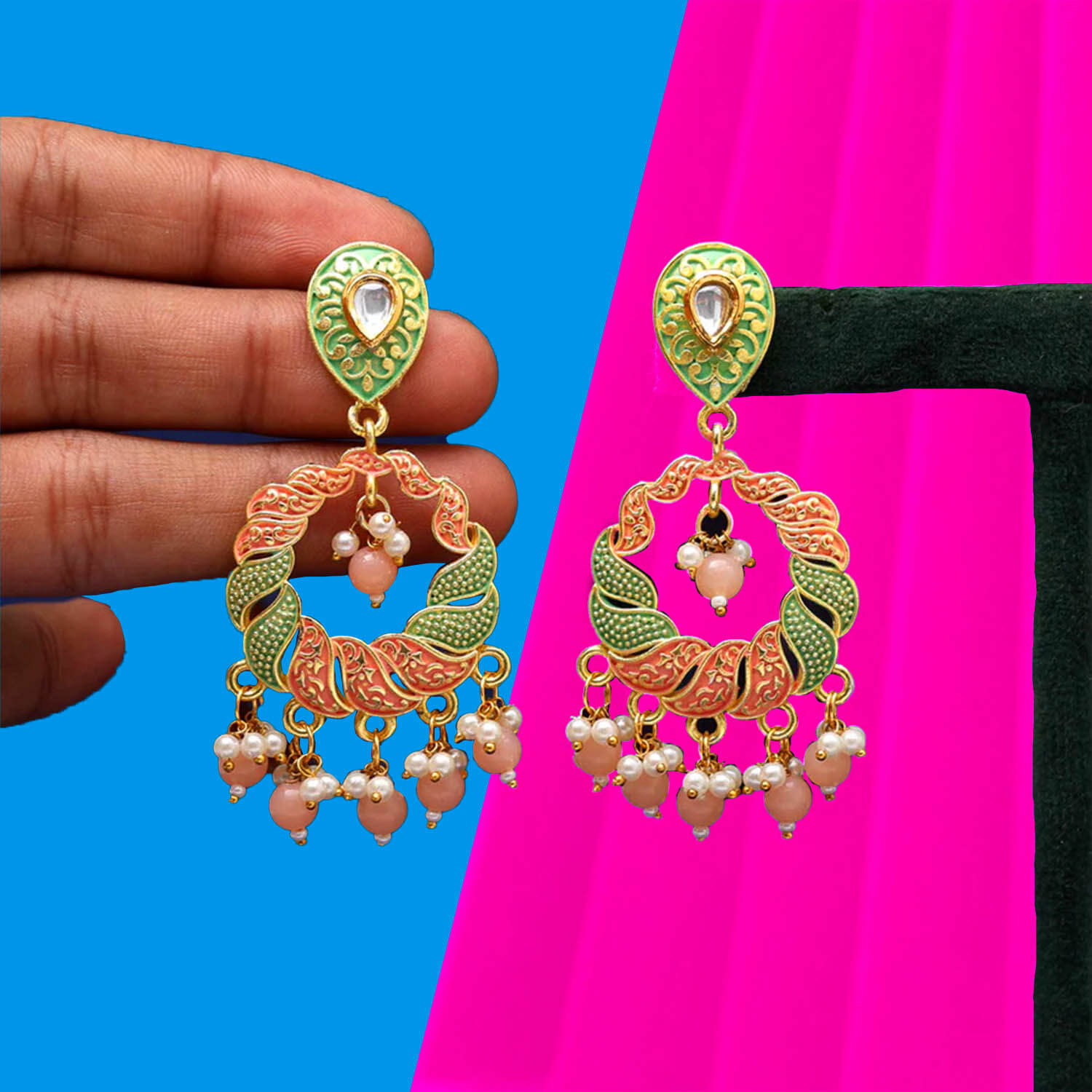 buy-yaaritas-peach-color-mint-meena-earrings