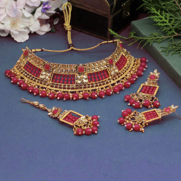 Buy Yaarita's Rani Color Choker Kundan Necklace Set