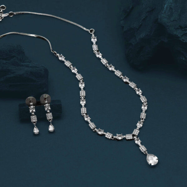 Buy Yaarita's Silver Color American Diamond Necklace Set