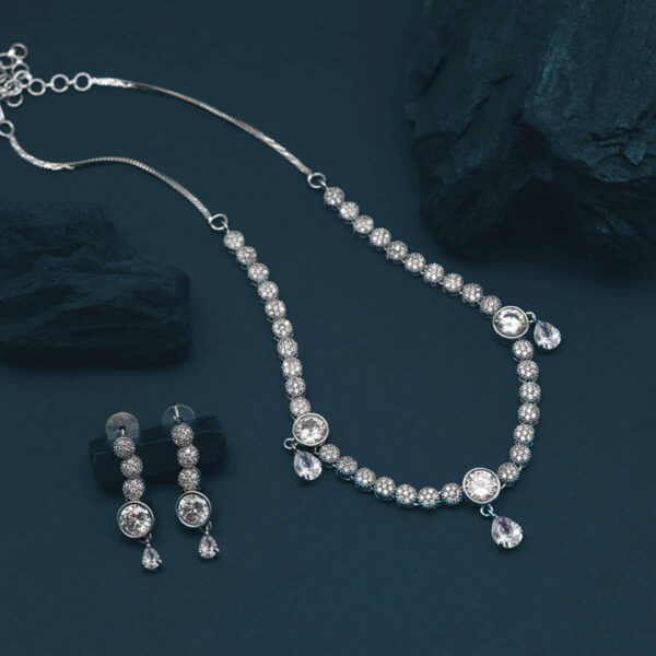 Buy Yaarita's Silver Color American Diamond Necklace Set