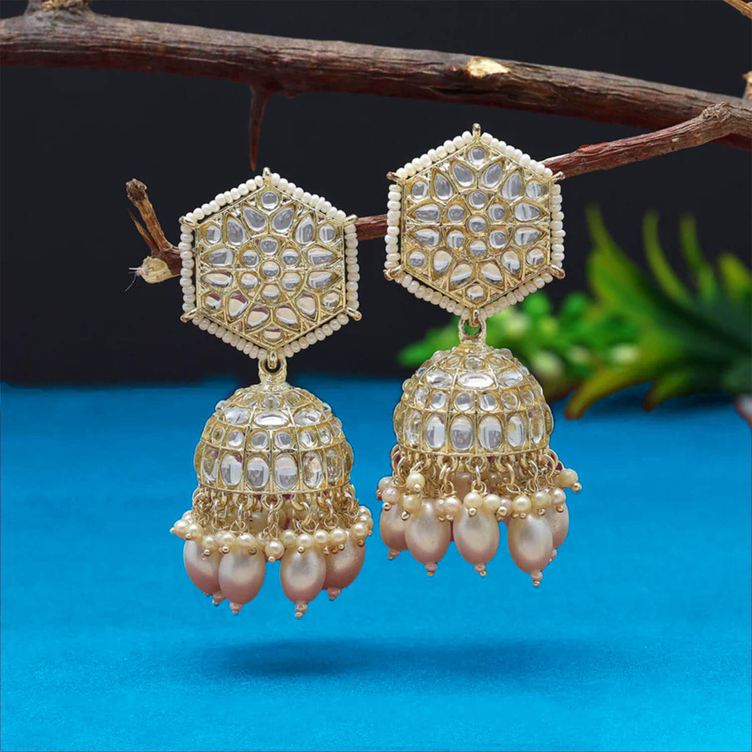 Buy Yaarita's White Color Kundan Earrings