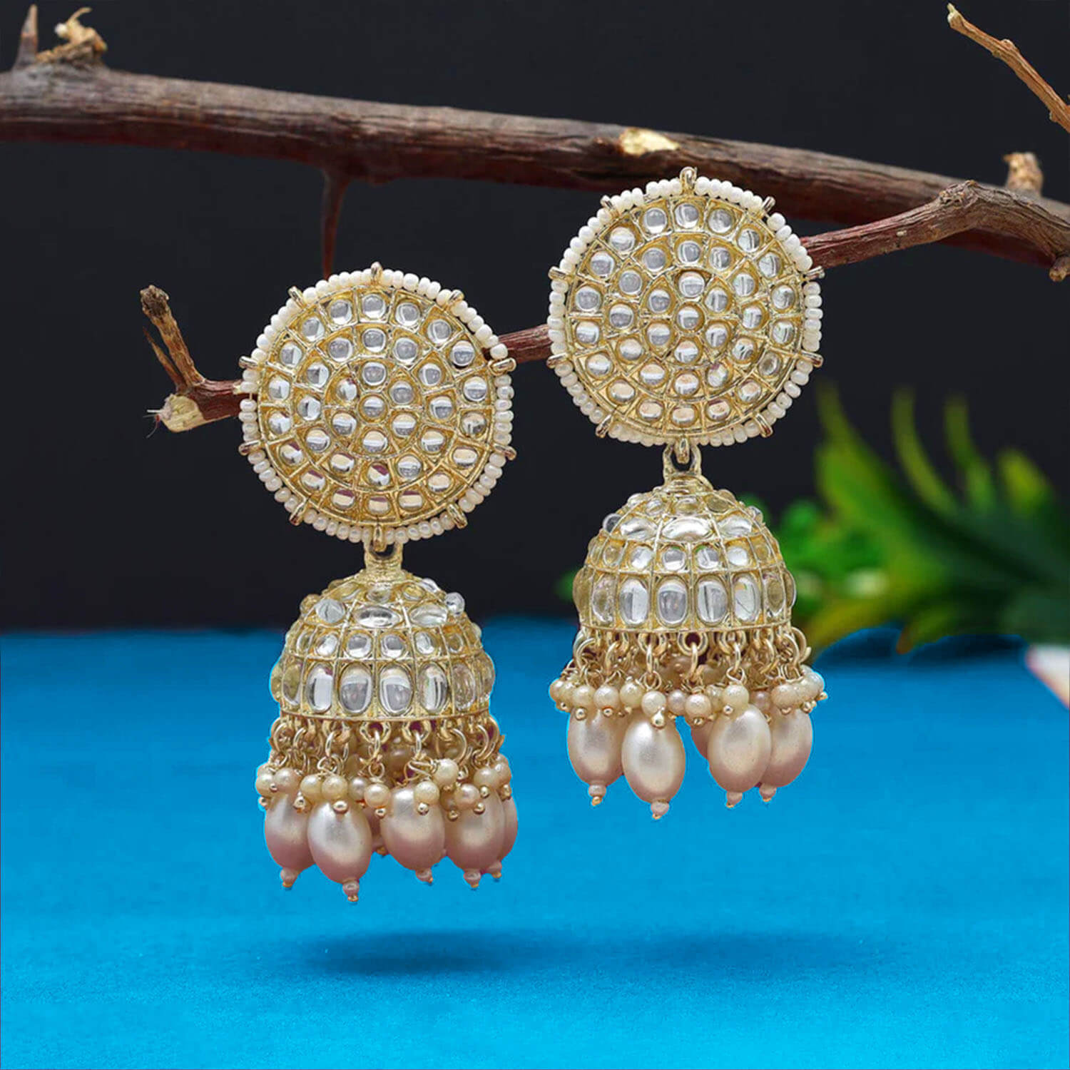 Buy Yaarita's White Color Kundan Earrings