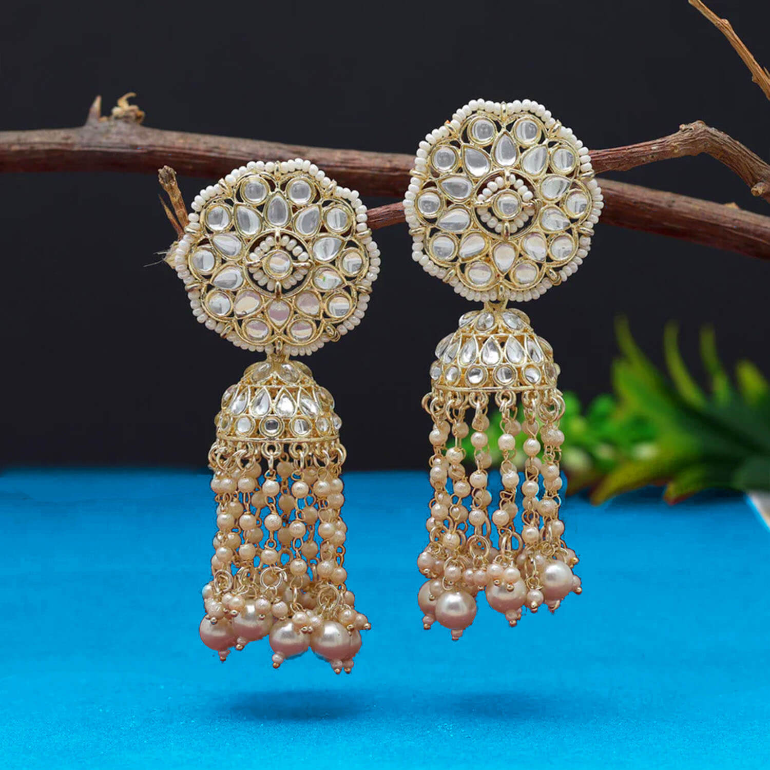 Buy Yaarita's White Color Kundan Earrings