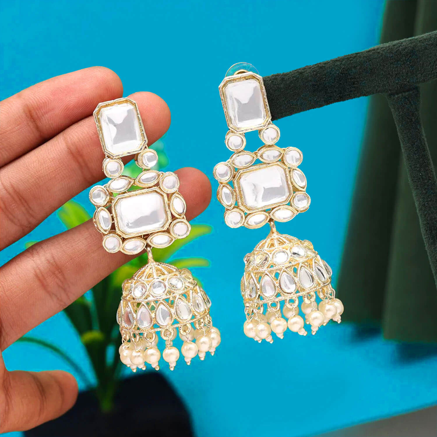 Buy Yaarita's White Color Kundan Earrings