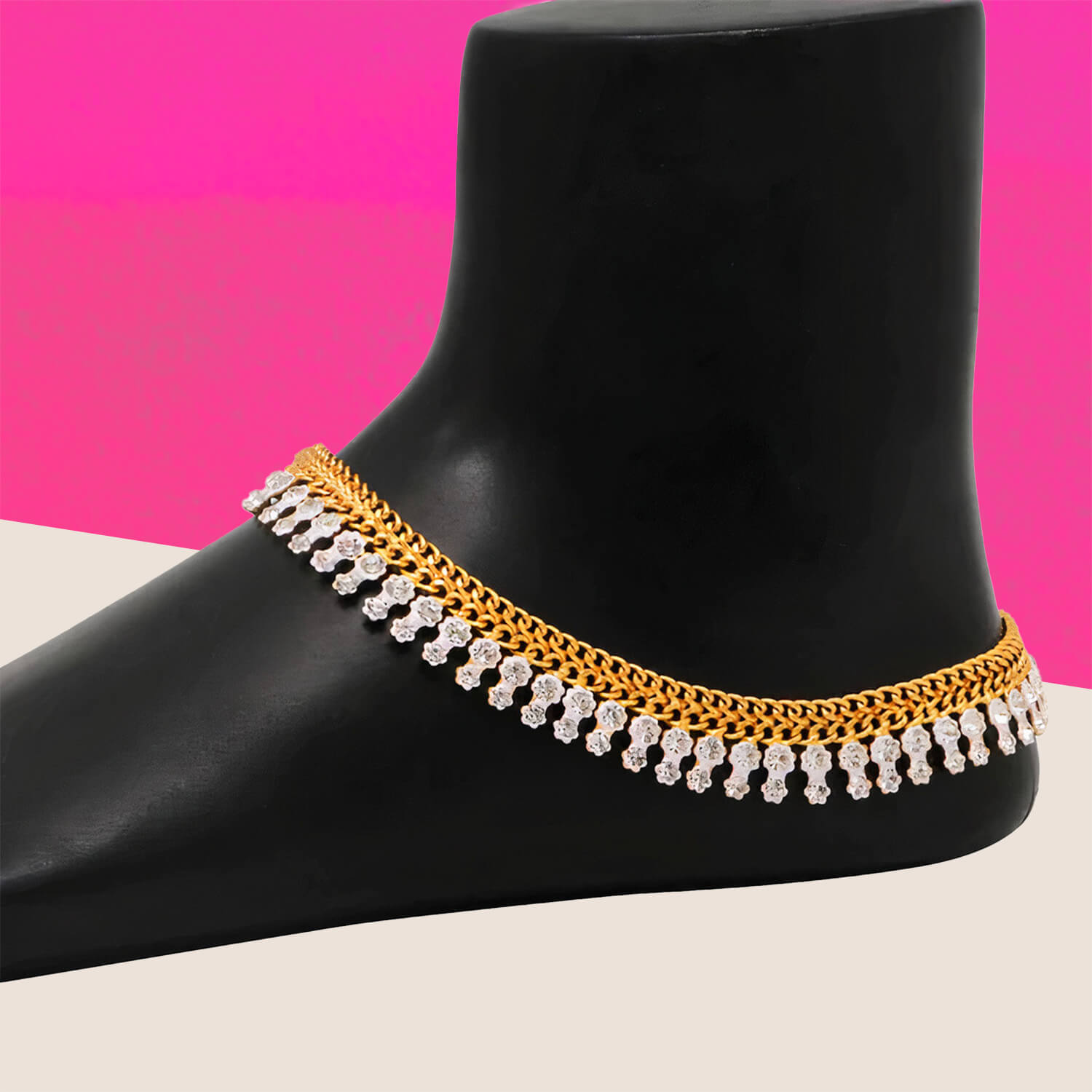 Yaarita's Gold Color Rhinestone Anklets