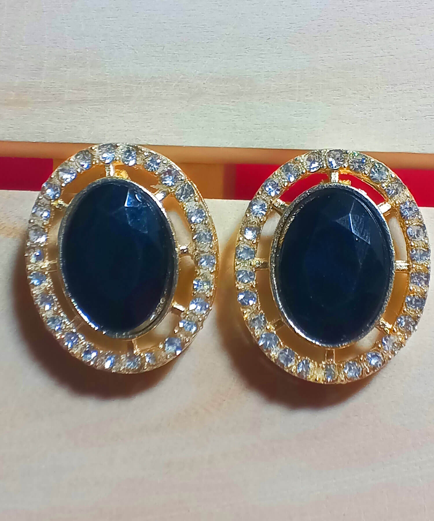 Yaarita's Gold Plated Crystal Stone Black Color Stud Earring