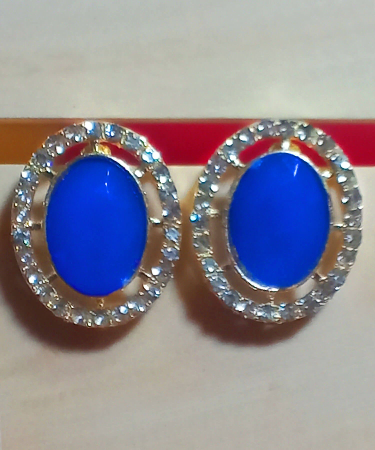 Yaarita's Gold Plated Crystal Stone Navy Blue Color Stud Earring