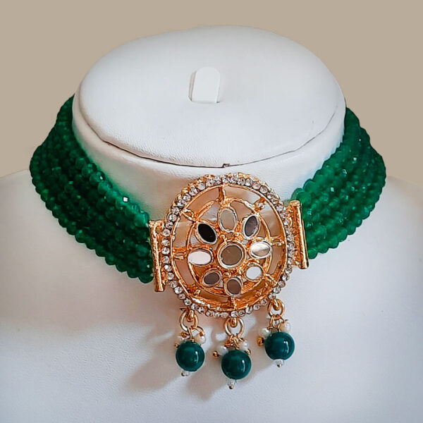 Yaarita's Gold Plated Green Color Choker Necklace Set