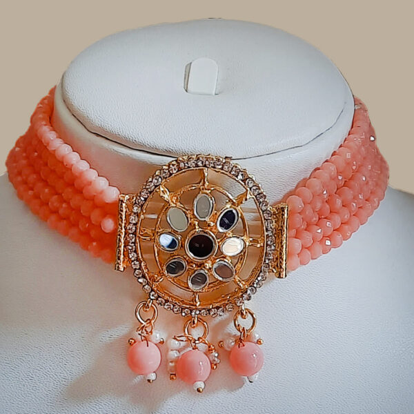 Yaarita's Gold Plated Light Pink Color Choker Necklace Set
