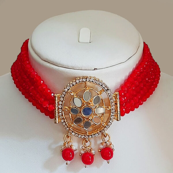Yaarita's Gold Plated Red Color Choker Necklace Set
