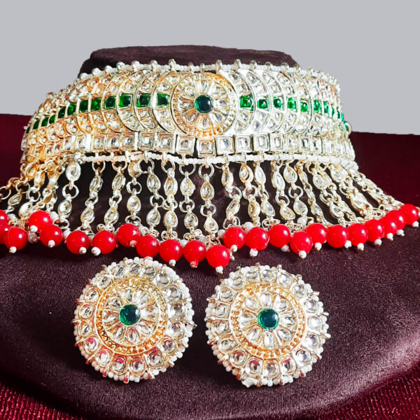 Buy Yaarita's Gold Plated Red & Green Kundan Designer Choker Necklace