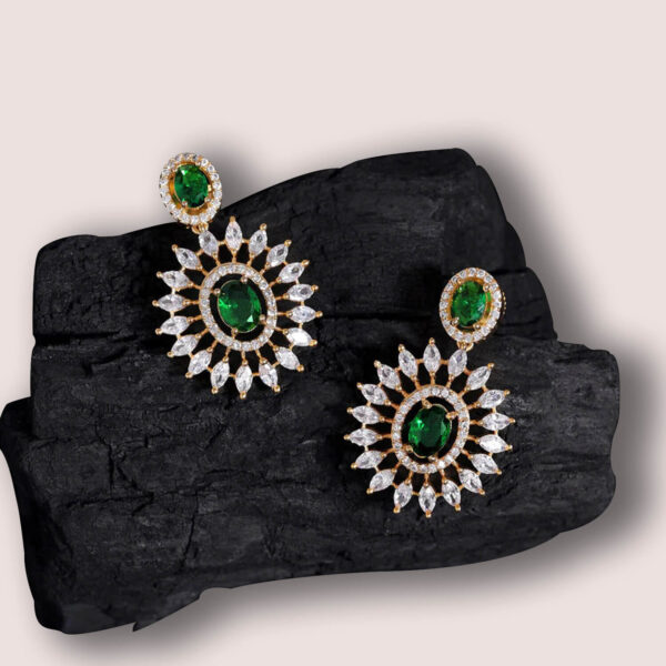 Yaarita's Green Color American Diamond Earrings