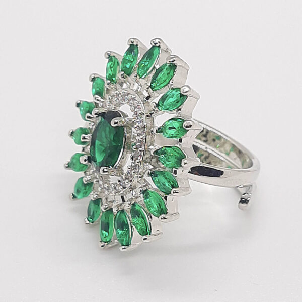 Yaarita's Green Color American Diamond Finger Ring