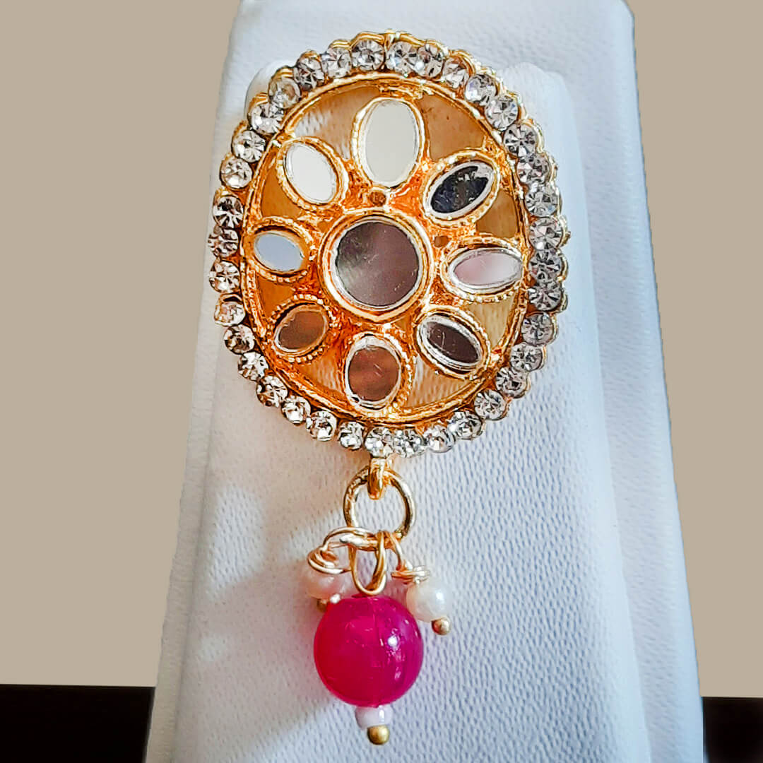 Yaarita's Imitation Gold Plated Dark Pink Color Choker Necklace Set