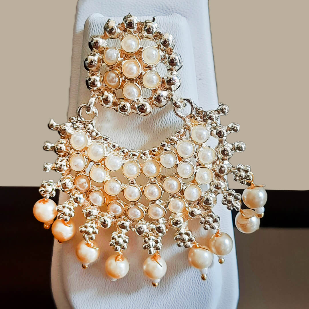 Yaarita's Imitation Gold Plated White Pota Stone Choker Necklace Set