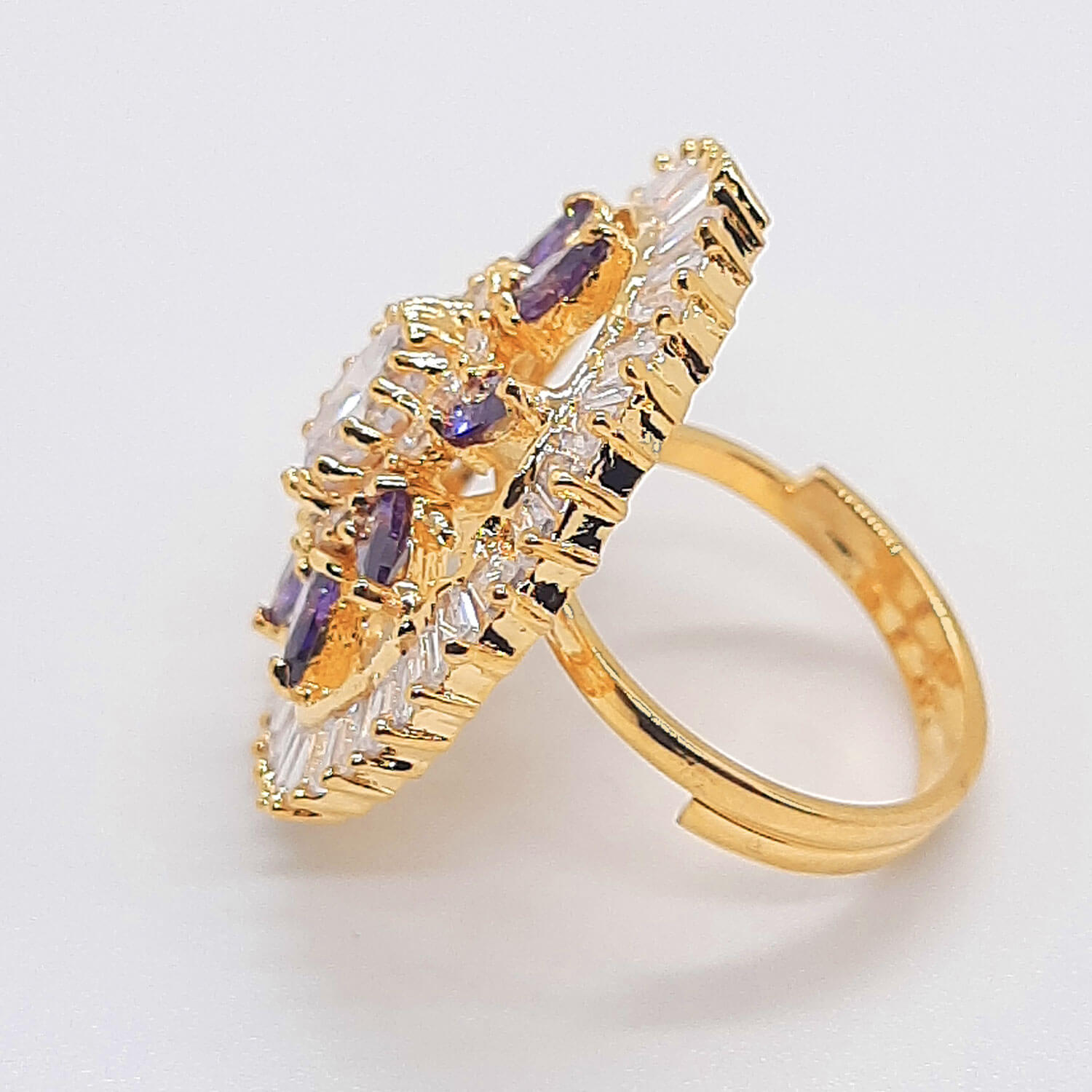 Yaarita's Imitation Purple Color American Diamond Finger Ring