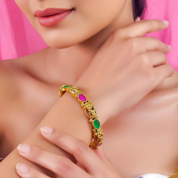 Yaarita’s Laxmi Design High Gold Polish Temple Bangles Set