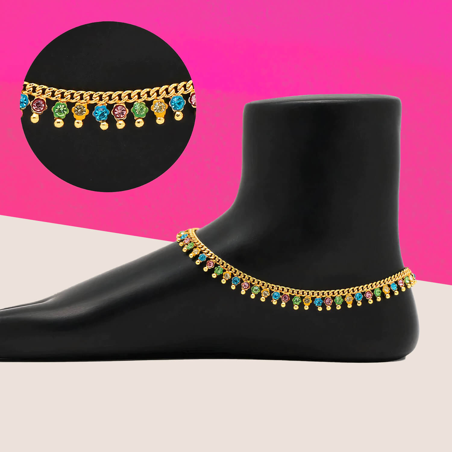 Yaarita's Multi Color Rhinestone Anklets