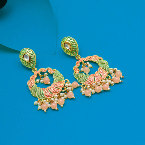 Yaarita's Peach Color Mint Meena Earrings