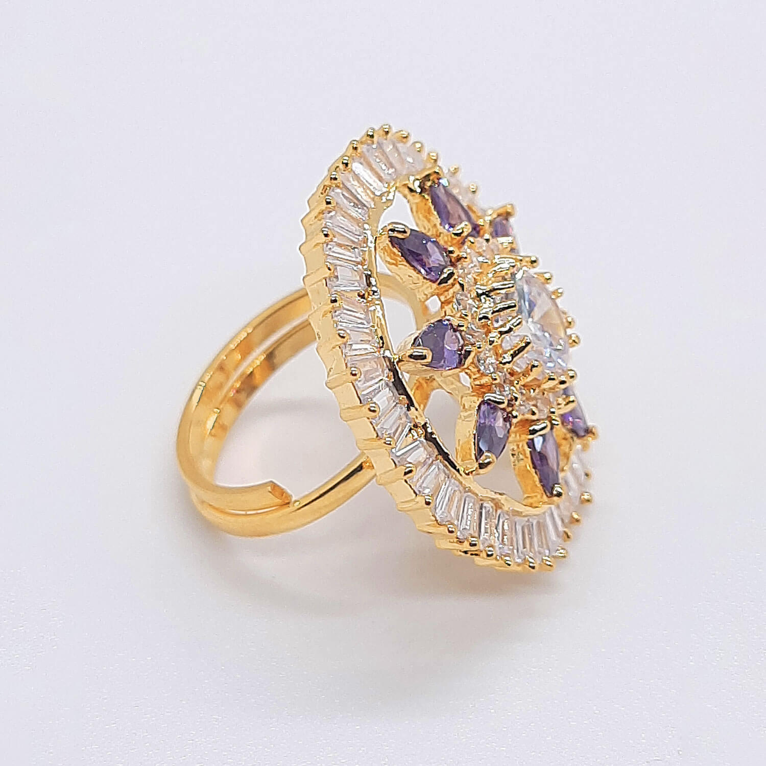 Yaarita's Purple Color American Diamond Finger Ring
