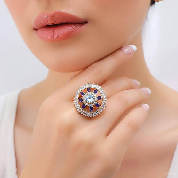 Yaarita's Purple Color American Diamond Finger Ring