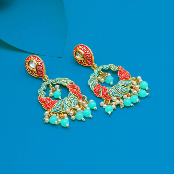 Yaarita's Rama Green Color Mint Meena Earrings