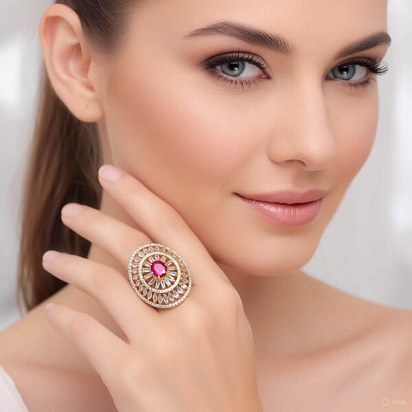 Yaarita's Rani Color American Diamond Finger Ring