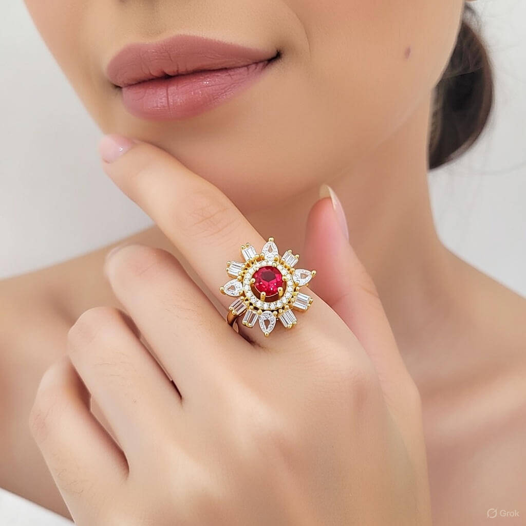 Yaarita's Rani Color American Diamond Finger Ring