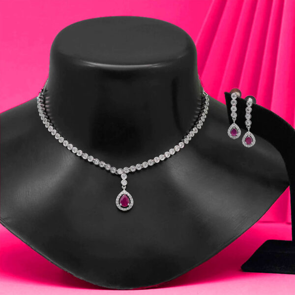 Yaarita's Rani Color American Diamond Necklace Set
