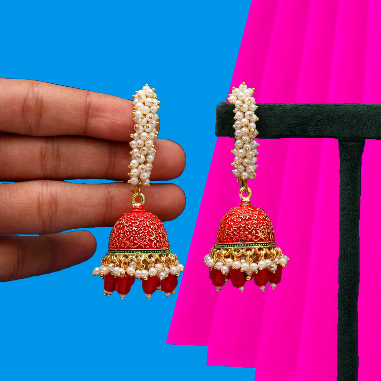 yaaritas-red-color-mint-meena-earrings