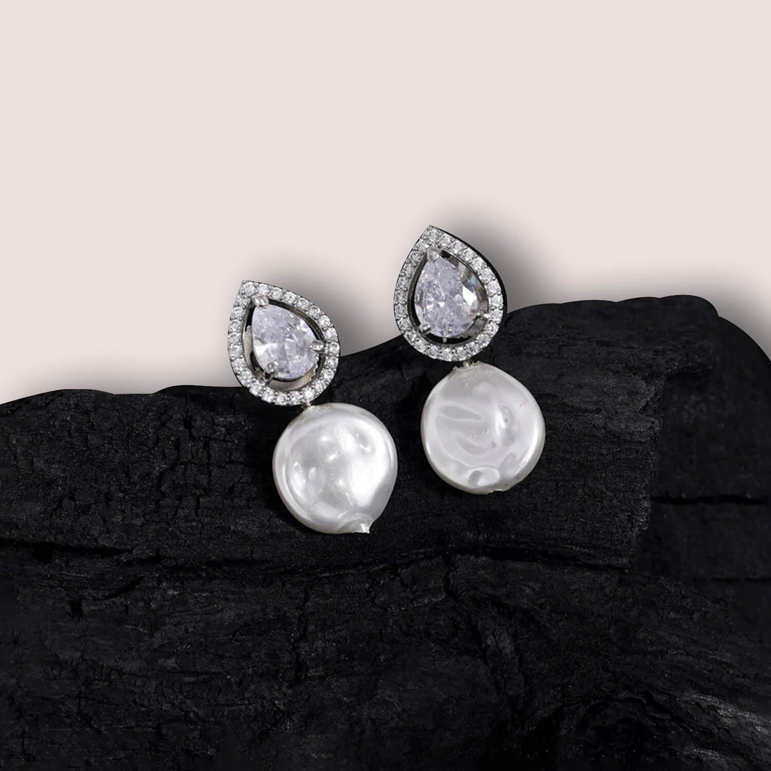 Yaarita's Silver Color American Diamond Earrings