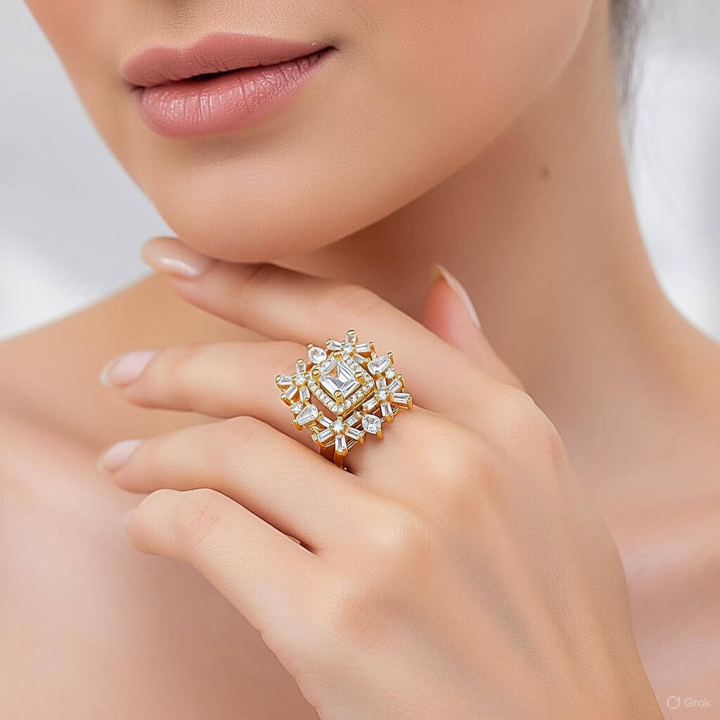Yaarita's White Color American Diamond Finger Ring