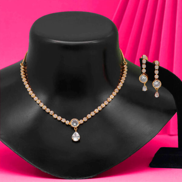 Yaarita's White Color American Diamond Necklace Set