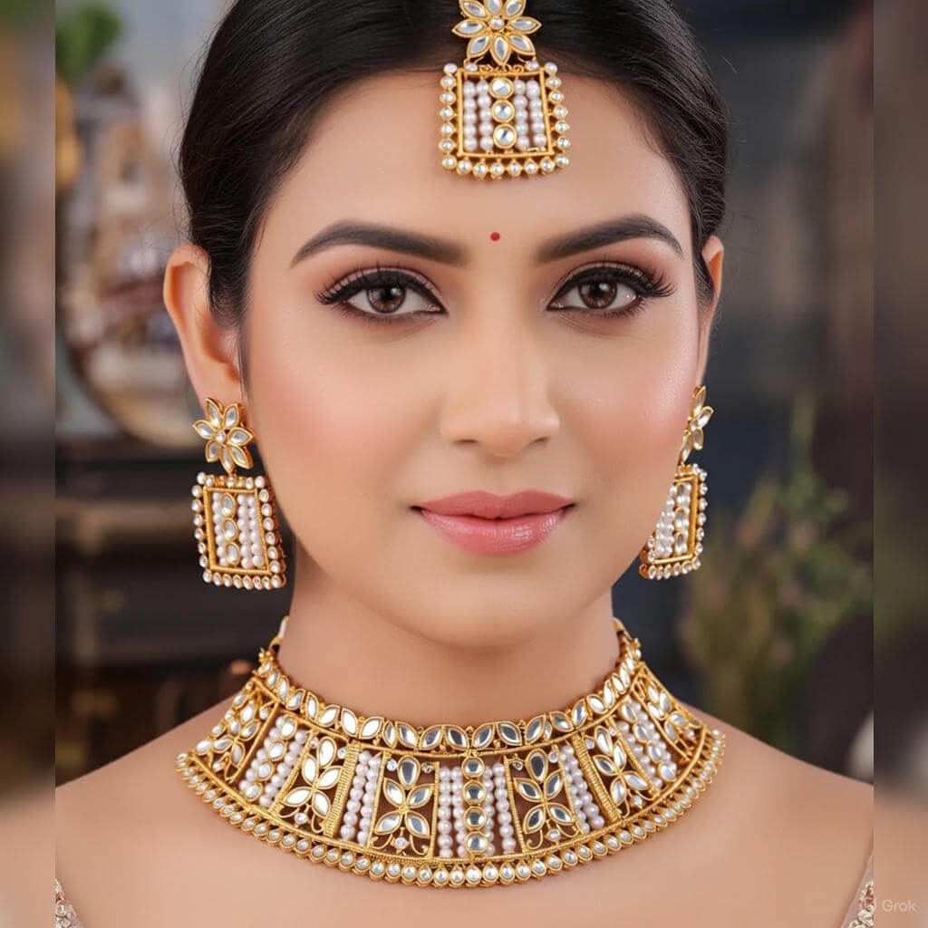 Yaarita’s White Color Choker Kundan Necklace Set