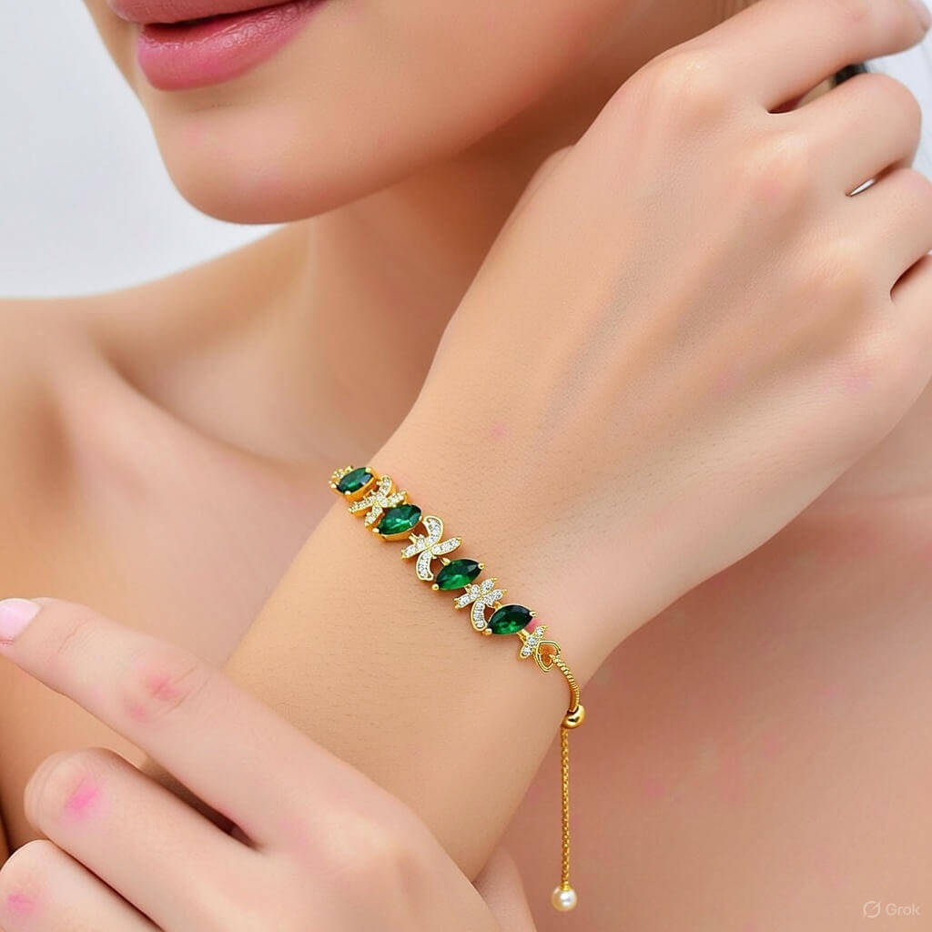 Yarita’s Beautiful Green Color American Diamond Bracelet
