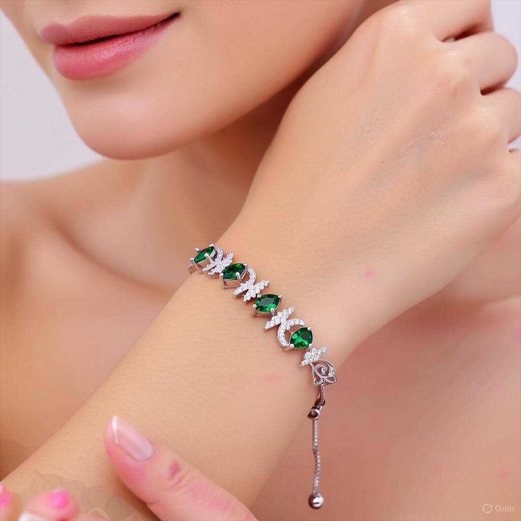 Yarita’s Green Color American Diamond Bracelet