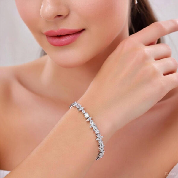 Yarita's Silver Color American Diamond Bracelet
