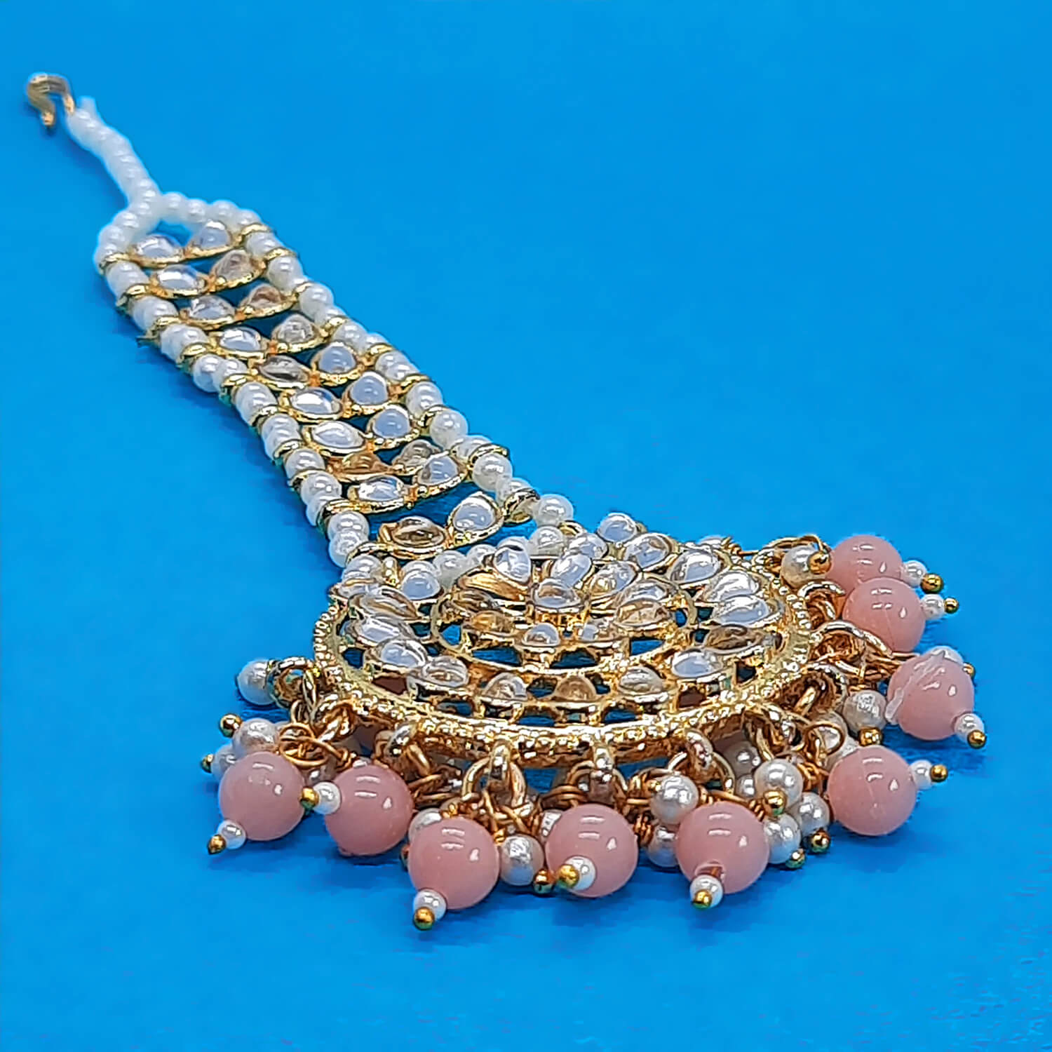 Buy Yaarita's Dark Peach Color Kundan Maang Tika